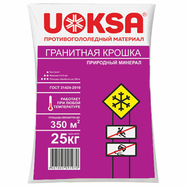 Противогололедный реагент UOKSA, 25 кг, гранитная крошка, Россия