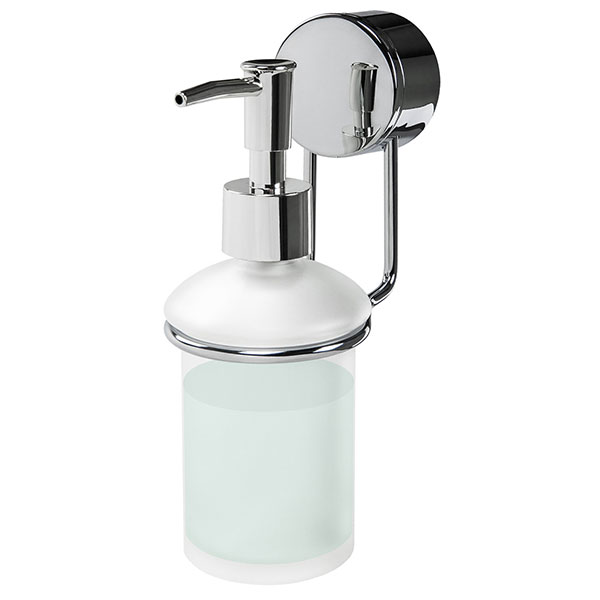 Диспенсер для жидкого мыла, наливной, 0,3 л, ручной, с креплением к стене, LAIMA, Home, металл/пластик/стекло, цвет белый/прозрачный