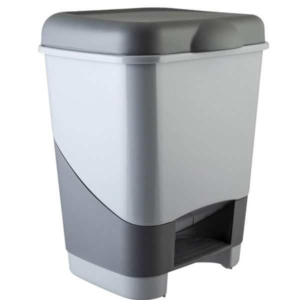 Контейнер для мусора с педалью 20 литров, цвет серый/графит, Полимербыт, Classic, пластик, Россия