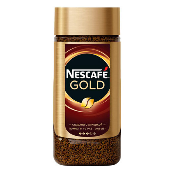 Кофе молотый в растворимом, Nescafe, "Gold", вес  190 г, сублимированный, упаковка стеклянная банка, Россия
