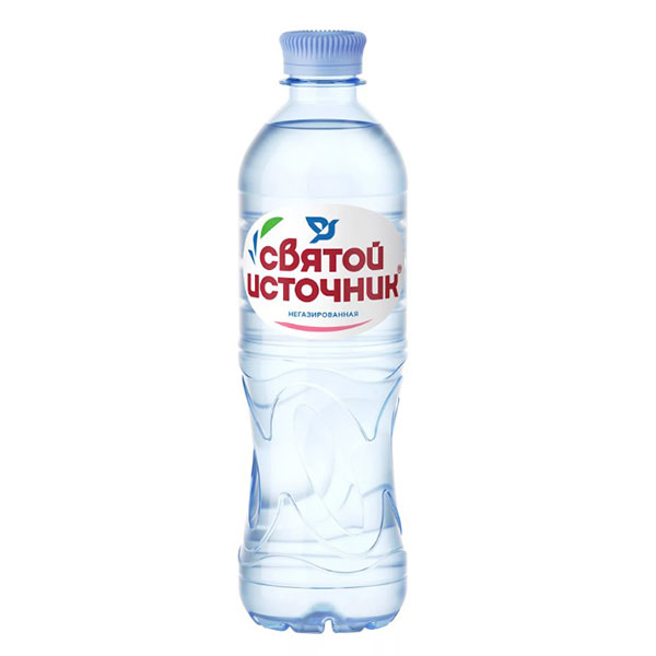 Вода негазированная питьевая, Святой Источник, 0,5 л, Россия, упаковка пластиковая бутылка