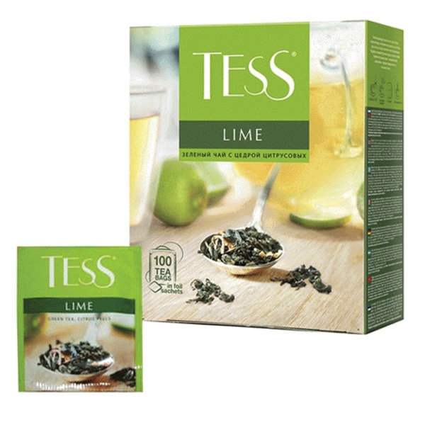 Чай пакетированный Tess, "Lime Citrus peels", зеленый, с лаймом, 100 пакетиков по 1,5 г, Россия