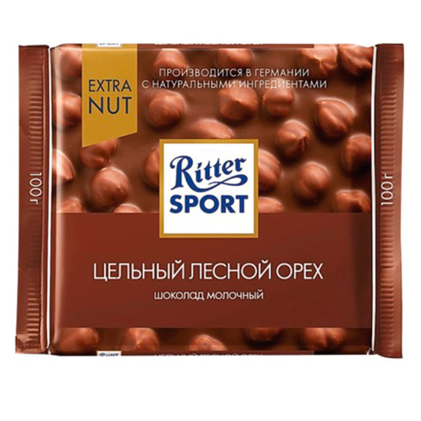Шоколад Ritter Sport, "Extra Nut", молочный, вес  100 г, Германия