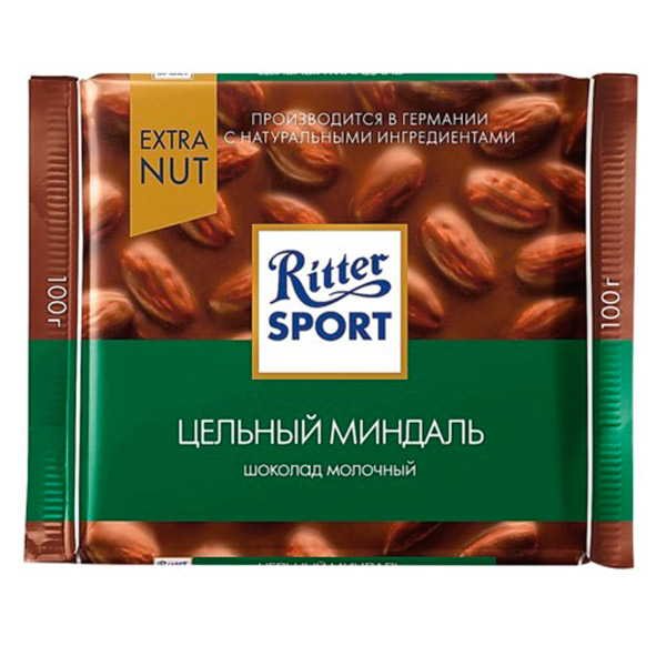 Шоколад Ritter Sport, "Extra Nut", молочный, вес  100 г, Германия