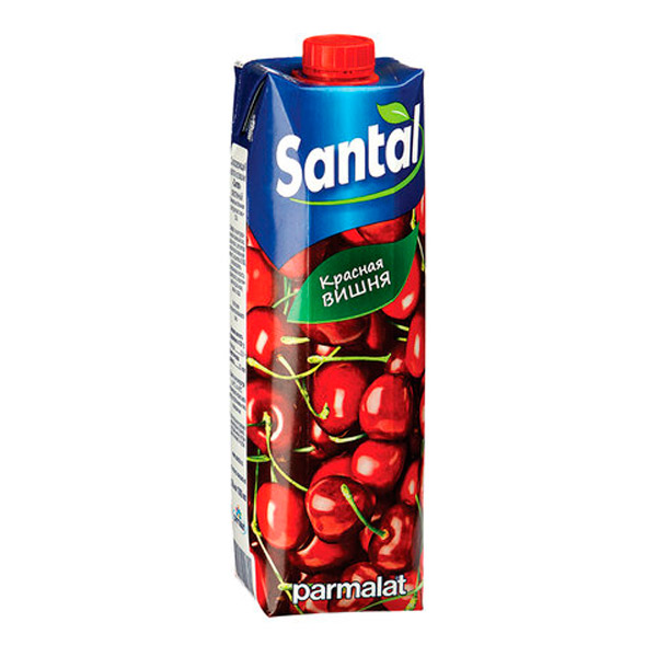 Напиток сокосодержащий, SANTAL, "Red", красная черешня, 1 л, упаковка тетра-пак, Россия