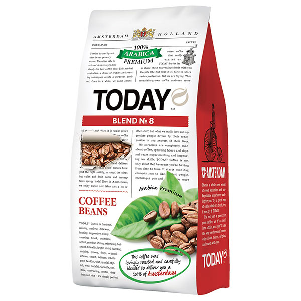 Кофе в зернах Today, "Blend №8", вес  800 г, 100% Арабика Премиум, Нидерланды