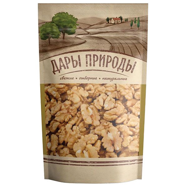 Орехи грецкий орех, Дары природы, вес 110 г, упаковка герметичный мягкий пакет, Россия