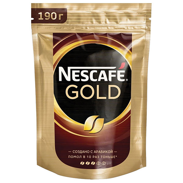 Кофе молотый в растворимом, Nescafe, "Gold", вес  190 г, сублимированный, упаковка вакуумная, Россия
