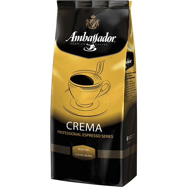 Кофе в зернах Ambassador, "Crema", вес 1000 г, 60% Арабика, 40% Робуста, Россия