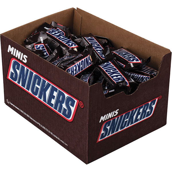 Конфеты шоколадные, Snickers, Minis, вес 1000 г, упаковка картонная коробка, Россия