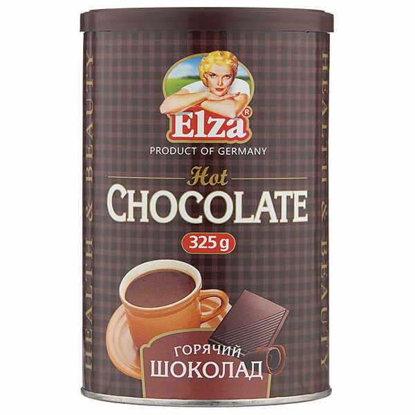 Напиток горячий шоколад, ELZA, "Hot Chocolate", растворимый, 325 г, банка, EL32508027, Германия