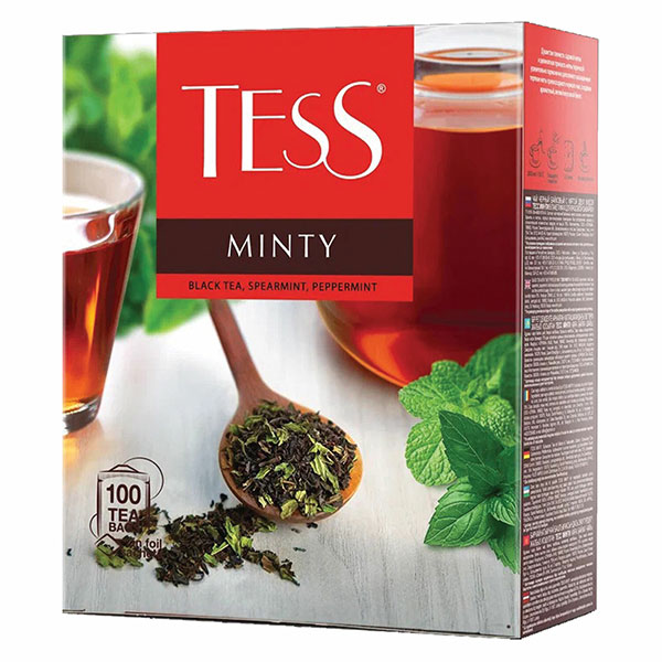 Чай пакетированный Tess, "Minty", черный, с мятой, 100 пакетиков по 1,5 г, Россия, 1663-09
