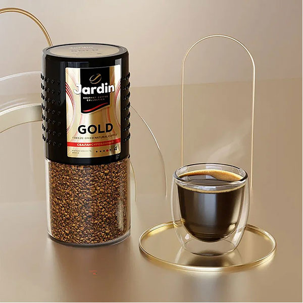 Кофе растворимый, Jardin, "Gold", вес  190 г, упаковка стеклянная банка, сублимированный, Россия