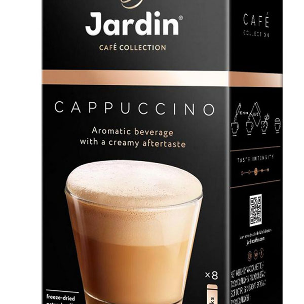 Кофе растворимый порционный, Jardin, "3 в 1 Капучино", вес 8 пак*18 г (упак. 144 г), Россия