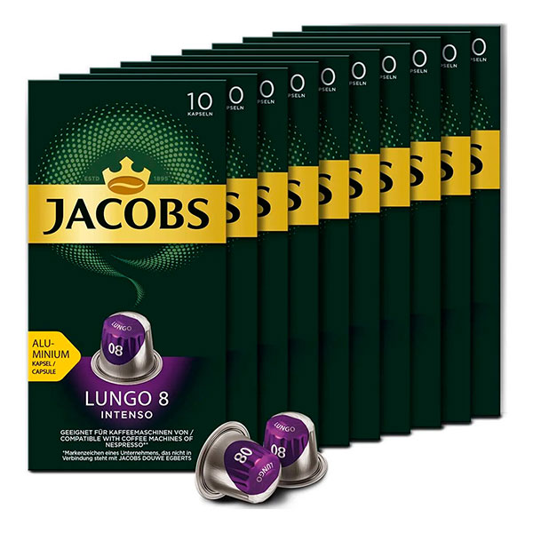 Капсулы для кофемашин Jacobs, "Lungo 8 Intenso", комплект 10 шт., по 5 г, Россия
