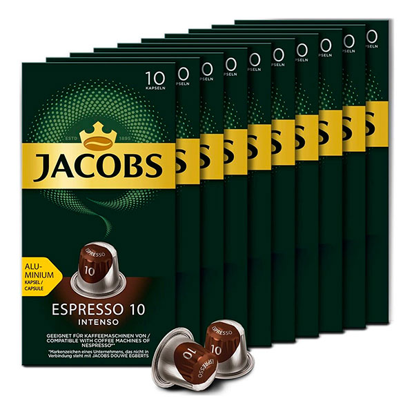Капсулы для кофемашин Jacobs, "Espresso 10 Intenso", комплект 10 шт., по 5 г, Россия