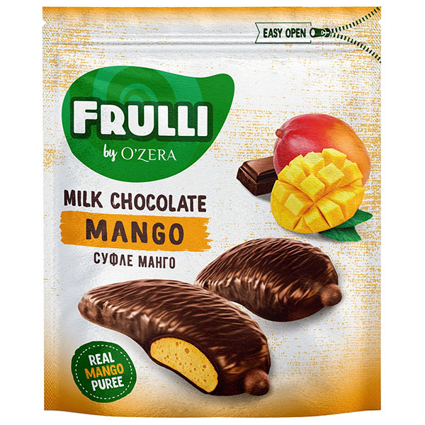 Конфеты шоколадные, O'Zera, "Frulli" с суфле манго, вес  125 г, упаковка мягкая упаковка, Россия
