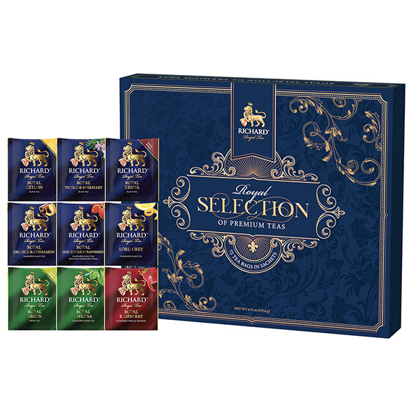 Чай пакетированный RICHARD, "Royal Selection Of Premium Teas", ассорти 9 вкусов,  72 пакетика по 2 г, Россия, 101540