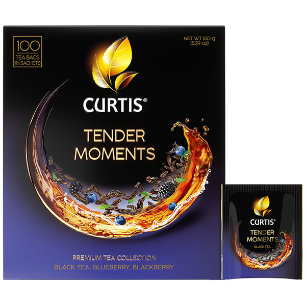 Чай пакетированный Curtis, "Tender moments", черный, со вкусом ягод и мяты, 100 пакетиков по 1,5 г, Россия, 102121