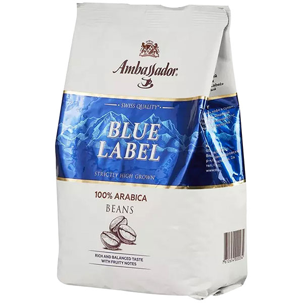 Кофе в зернах Ambassador, "Blue Label", вес 1000 г, 100% Арабика, Россия