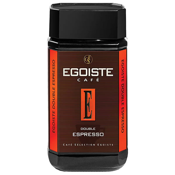 Кофе растворимый, Egoiste, "Double Espresso", вес  100 г, сублимированный, упаковка стеклянная банка, Швейцария