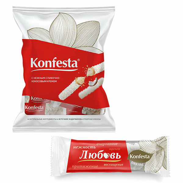 Конфеты вафельные, KONFESTA, со сливочно-кокосовым кремом, вес  500 г, упаковка пакет, Россия