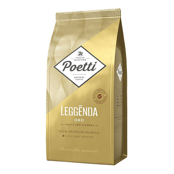 Кофе в зернах Poetti, "Leggenda Oro", вес 1000 г, 100% Арабика Премиум, Россия