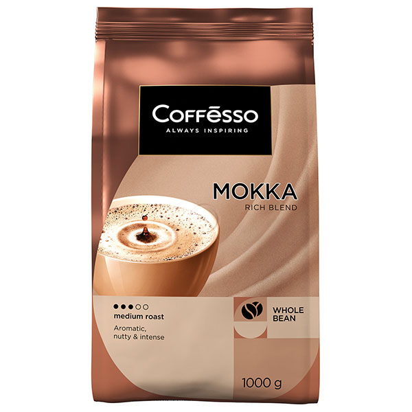 Кофе в зернах Coffesso, "Mokka", вес 1000 г, 100% робуста, Россия