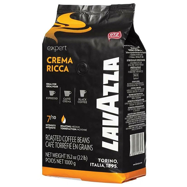 Кофе в зернах Lavazza, "Crema Ricca Expert", вес 1000 г, смесь арабики и робусты, Италия