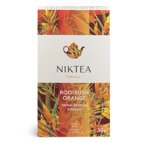 Чай NIKTEA Ройбуш Оранж, травяной со вкусом апельсина, 25 пакетиков в конвертах по 2 г, TALTHA-DP0058