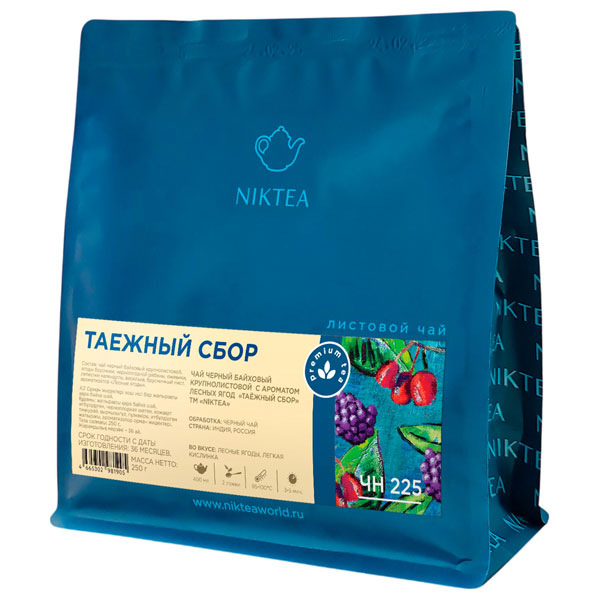 Чай листовой NIKTEA "Таежный сбор" черный со вкусом лесных ягод, 250 г, TNIKTE-L00001