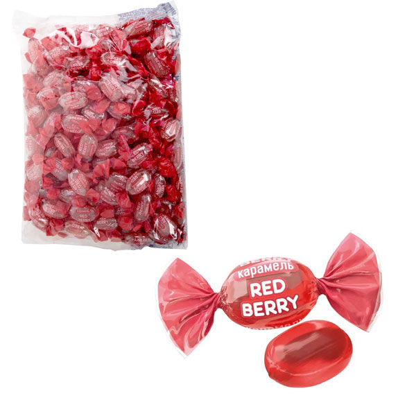Конфеты карамель леденцовая, RED BERRY, 1кг, с ягодным вкусом, флоупак, РВК757