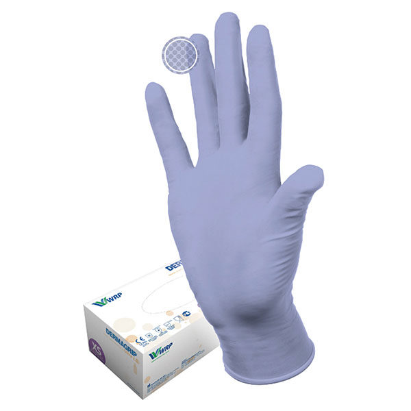 Перчатки нитрил, в упаковке 200 шт (100 пар), р-р L, Dermagrip, "Ultra", цвет светло-сиреневый