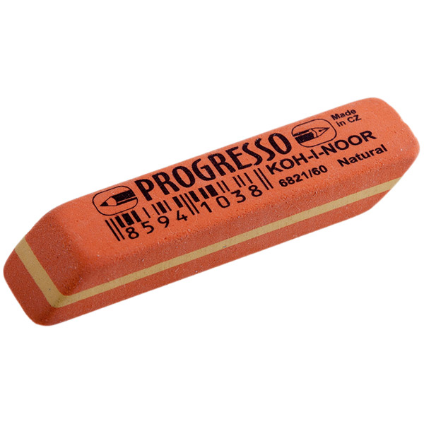 Ластик Koh-I-Noor, "Progresso" 60, натуральный каучук, 57*14*8 мм, цвет оранжевый, Чешская Республика