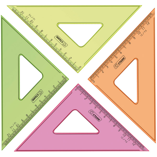 Треугольник 45°, 12 см, Стамм, цвет прозрачный, Россия