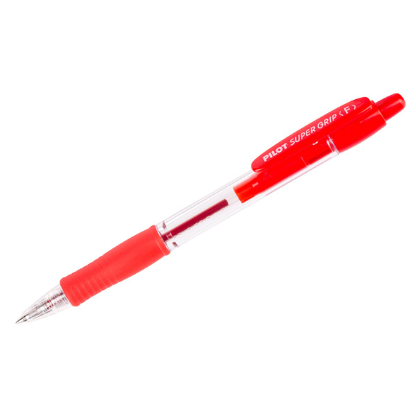 Ручка шариковая автоматическая Pilot, "Super Grip", BPGP-10R-F, цвет чернил красный, толщина линии письма 0,32 мм, прозрачный, Япония