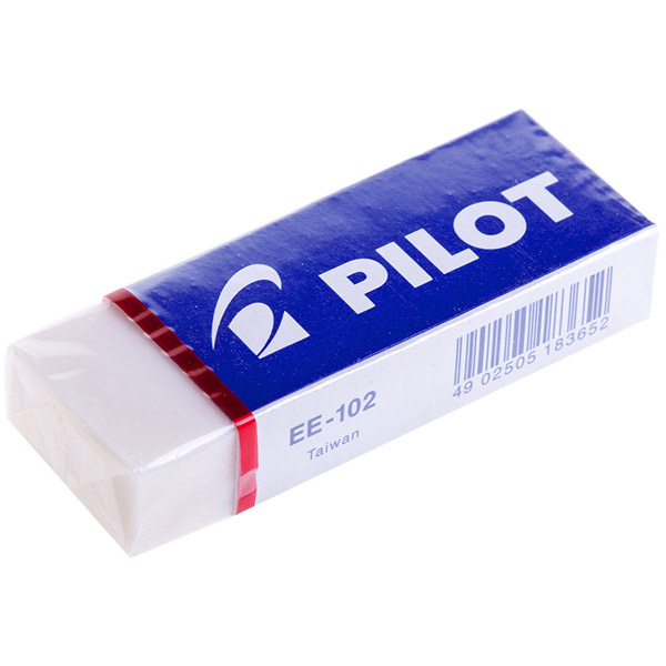 Ластик Pilot, винил, 61*22*12 мм, цвет белый, футляр картонный держатель, Япония