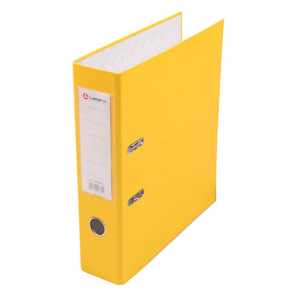 Регистратор A4, ширина корешка 80 мм, цвет желтый, Lamark, защита нижнего края папки, пластик