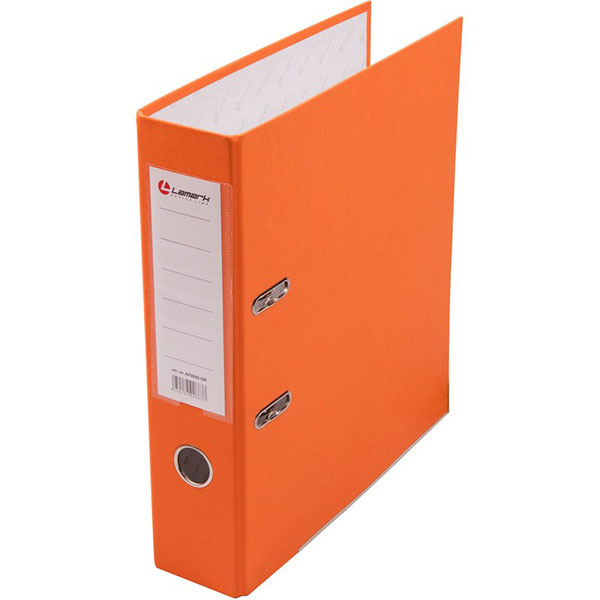 Регистратор A4, ширина корешка 80 мм, цвет оранжевый, Lamark, защита нижнего края папки, пластик
