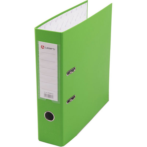 Регистратор A4, ширина корешка 80 мм, цвет светло-зеленый, Lamark, защита нижнего края папки, пластик
