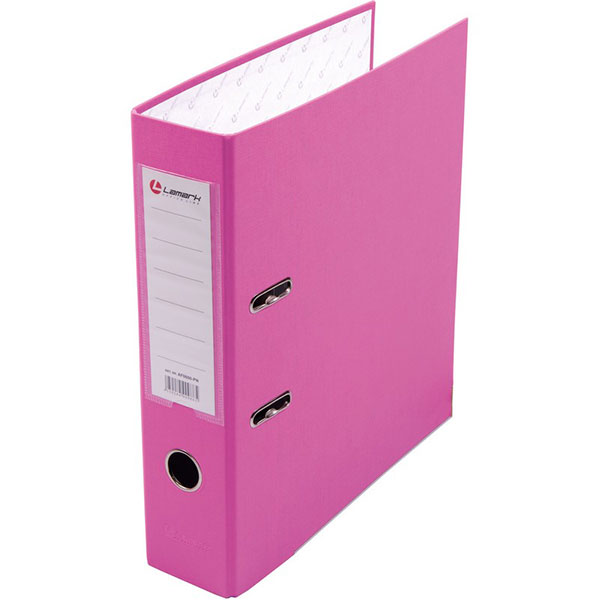 Регистратор A4, ширина корешка 80 мм, цвет розовый, Lamark, защита нижнего края папки, пластик