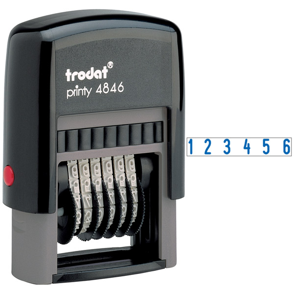 Нумератор TRODAT, 4846, 6-разрядный, размер шрифта 4 мм, мини, оттиск синий, в комплекте: сменная подушка, Австрия