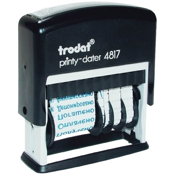 Датер-мини TRODAT, 4817, месяц буквами, размер шрифта 3,8 мм, 1 строка, оттиск синий, автомат, Австрия