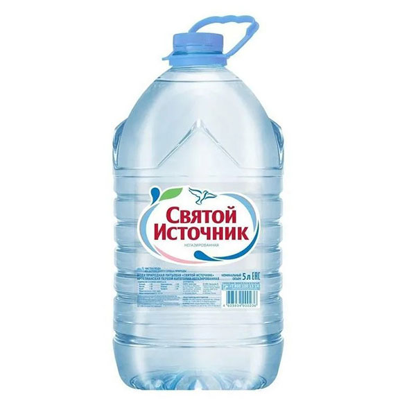Вода негазированная питьевая, Святой Источник, 5 л, Россия, упаковка пластиковая бутылка