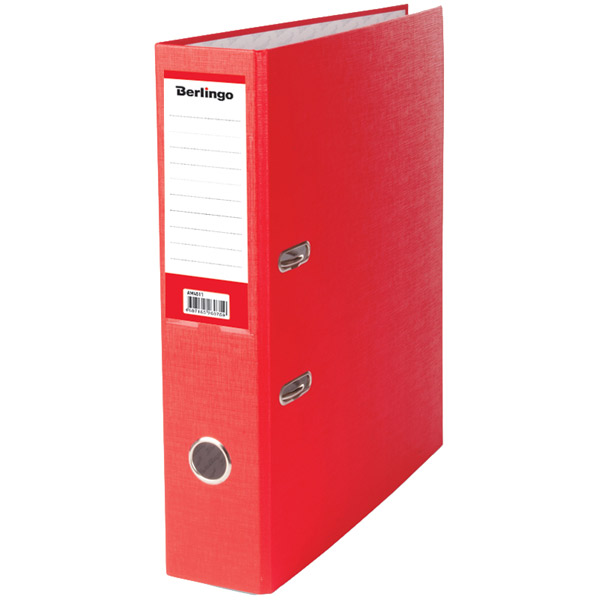 Регистратор A4, ширина корешка 70 мм, цвет красный, Berlingo, "Standard", бумвинил