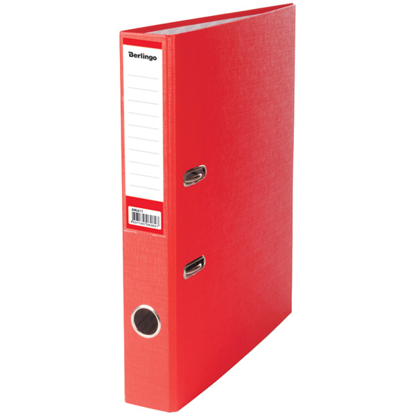 Регистратор A4, ширина корешка 50 мм, цвет красный, Berlingo, "Standard", бумвинил
