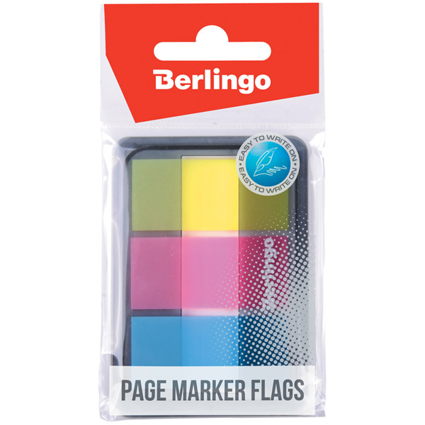 Закладки клейкие Berlingo, полимерная пленка, 45*20 мм,  3 цвета по  20 листов, Китай