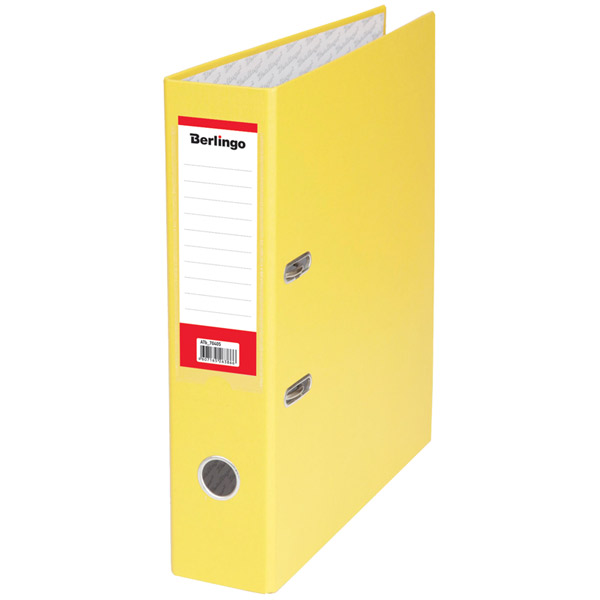 Регистратор A4, ширина корешка 70 мм, цвет желтый, Berlingo, "Standard", бумвинил