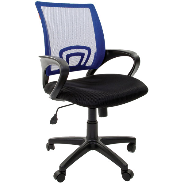 Кресло для оператора Chairman, CH 696, цвет черный/синий, с подлокотниками, Россия