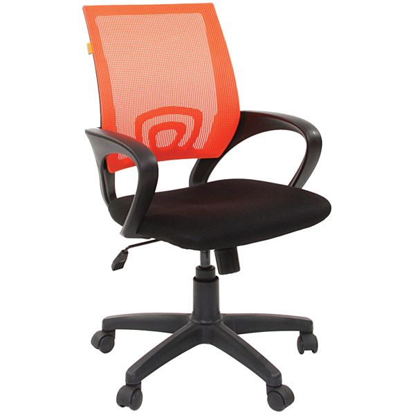 Кресло для оператора Chairman, CH 696, цвет черный/оранжевый, с подлокотниками, Россия